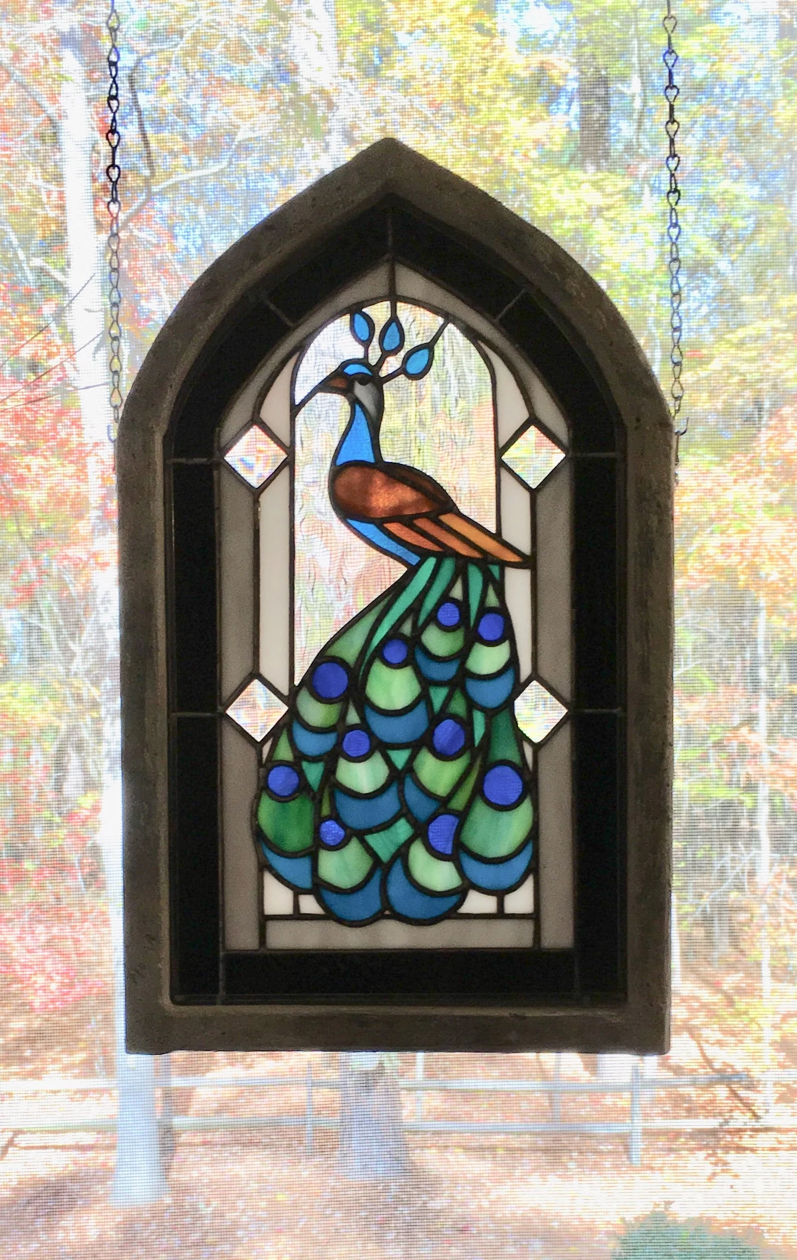 Peacock arched panel — original photograph