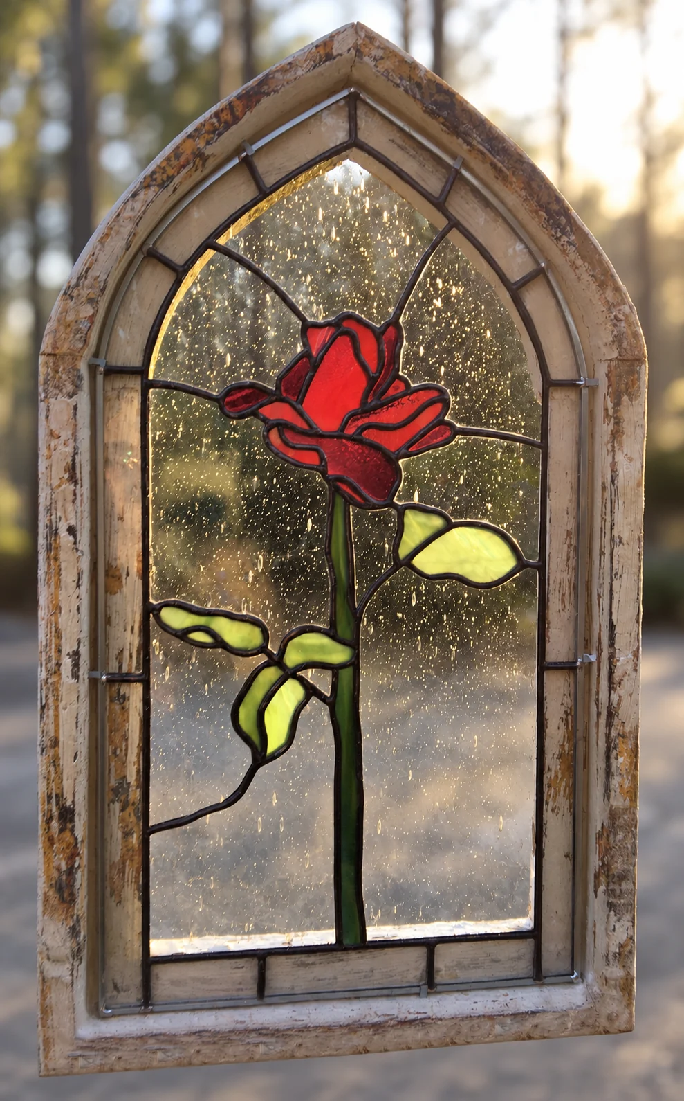 Red rose arched panel