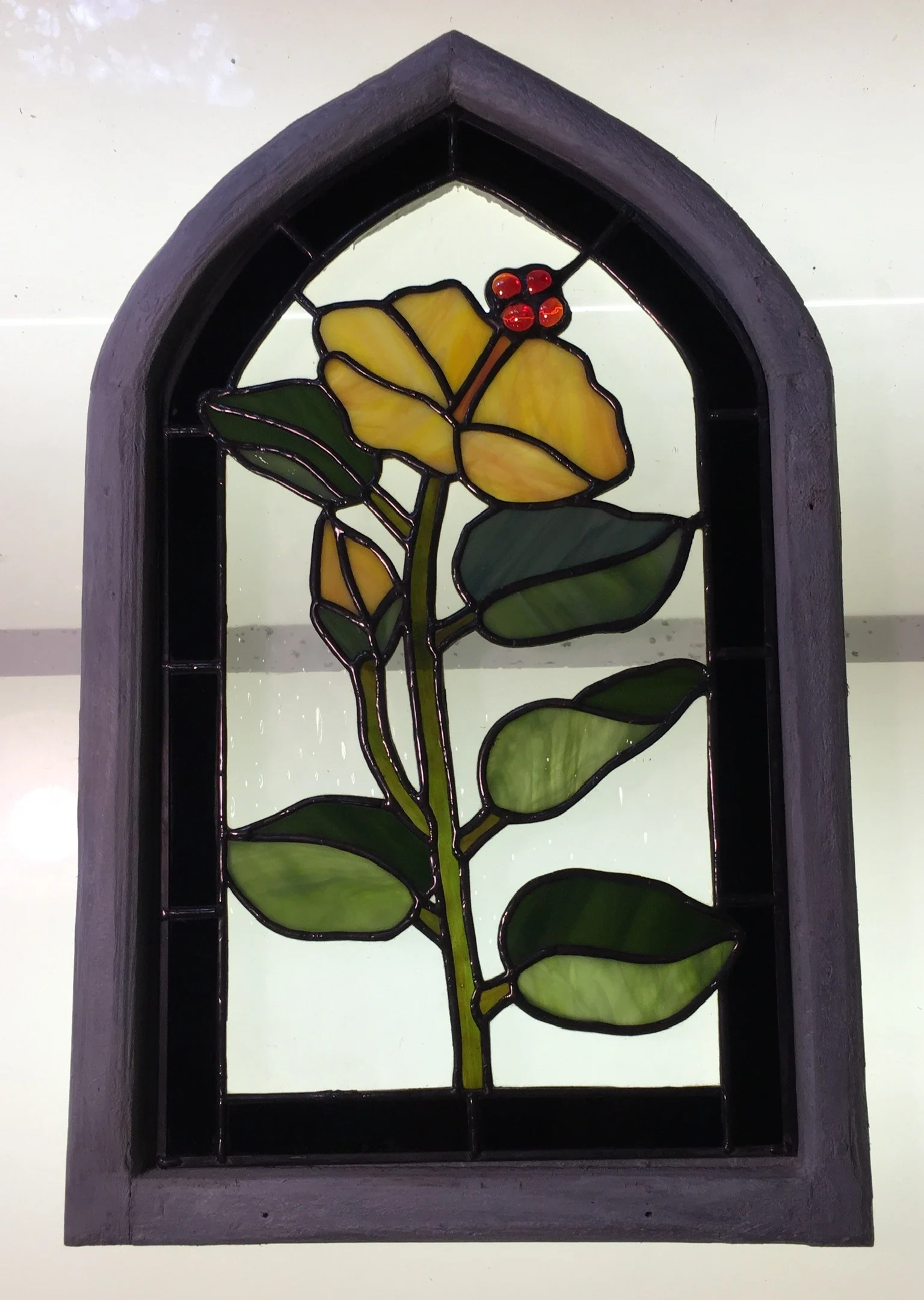 The finished yellow rose panel