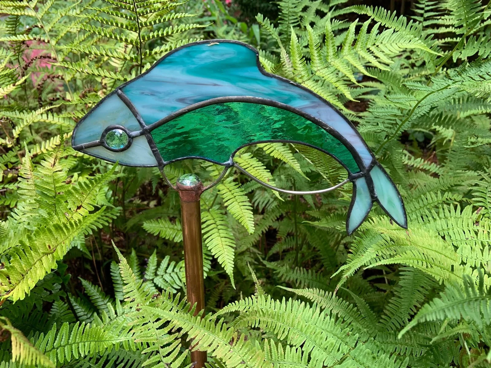 Dolphin garden stake — original photograph